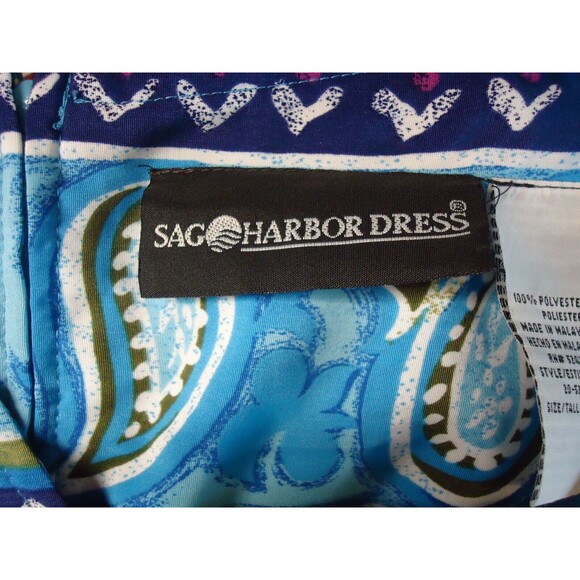 Sag Harbor Blue Green Geometric Floral Print Sheath Sleeveless Dress Size 10 - Picture 4 of 8